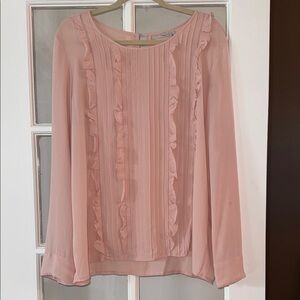 Halogen Blush Ruffle Trim Blouse